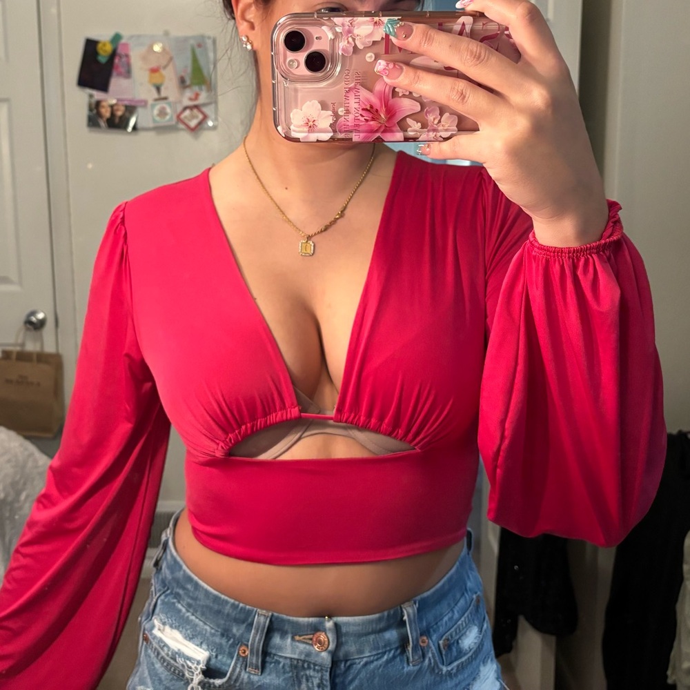 Windsor Bold Pink Cutout Crop Top
